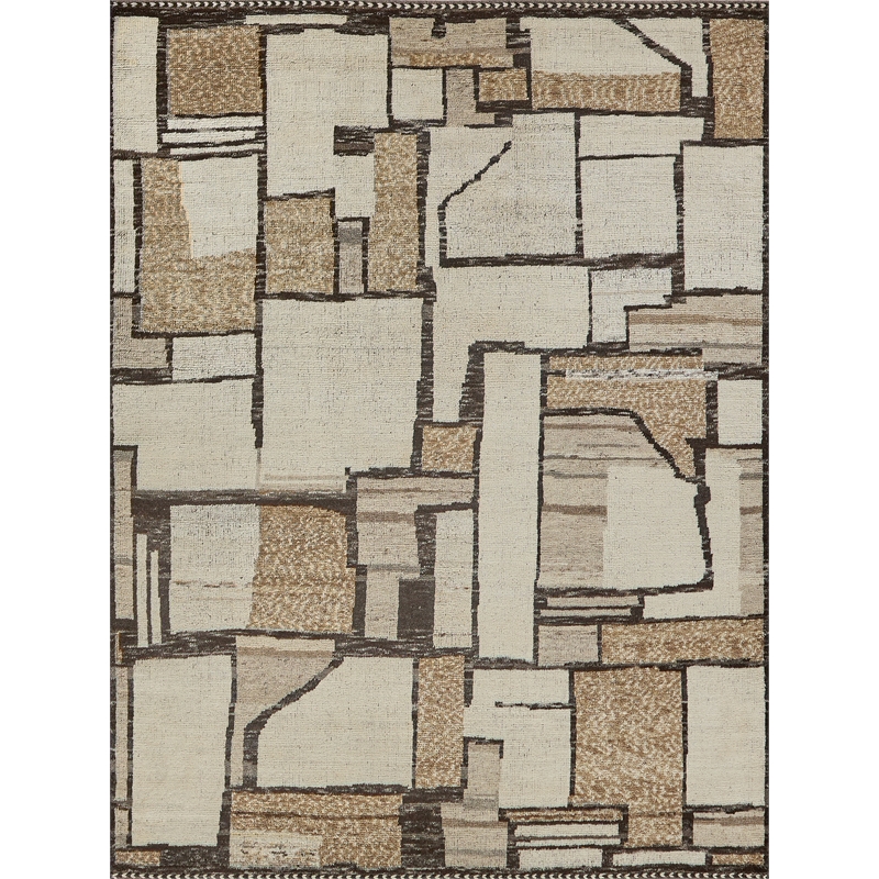 Alcama Hand-Knotted New Zealand Wool Beige/Ivory/Brown 6'x9' Area Rug