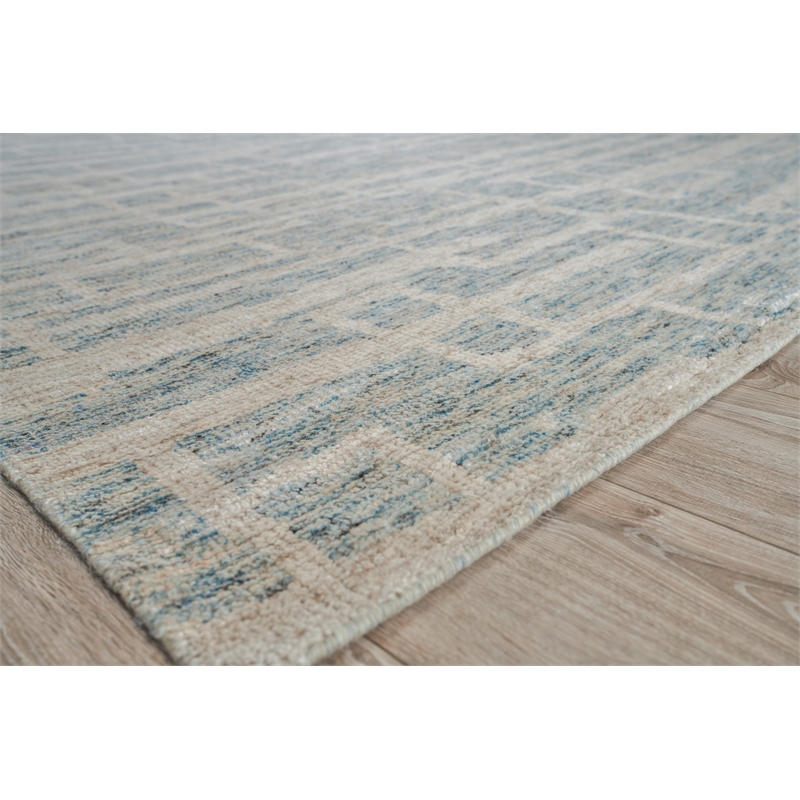 Aldridge Hand-Knotted Wool/Bamboo Silk Light Blue/Ivory 8'x10' Area Rug