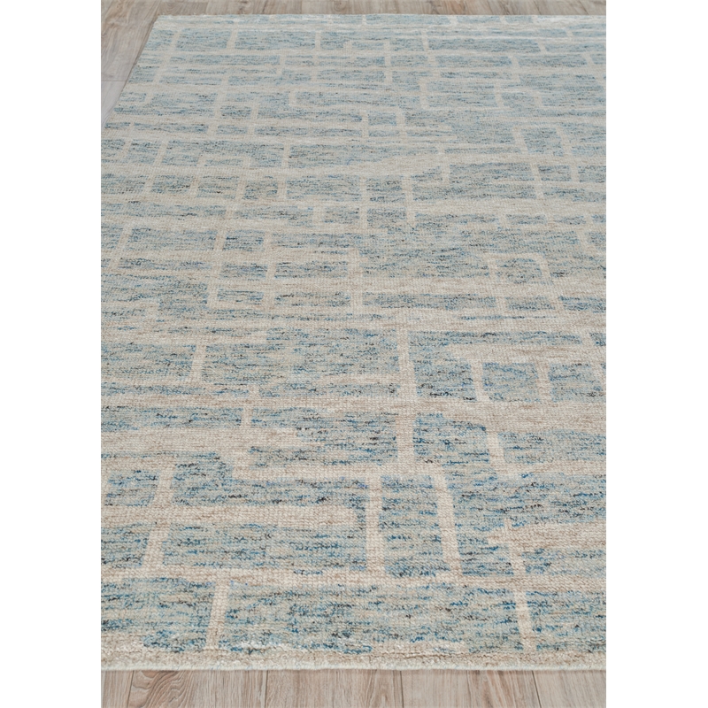 Aldridge Hand-Knotted Wool/Bamboo Silk Light Blue/Ivory 8'x10' Area Rug