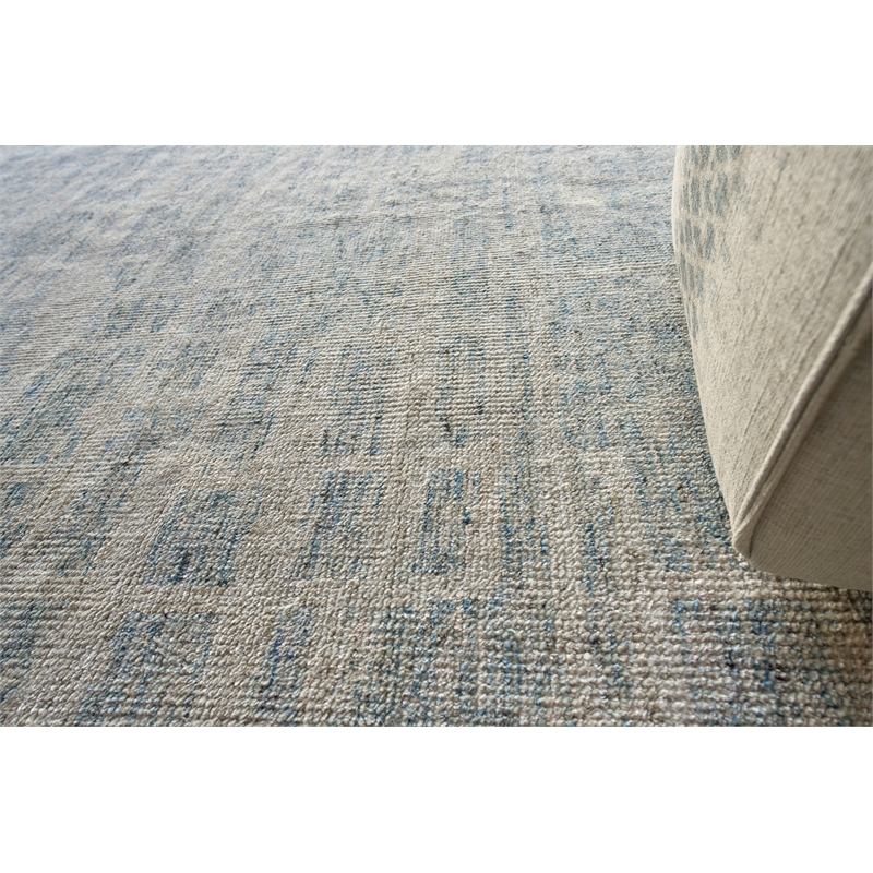 Aldridge Hand-Knotted Wool/Bamboo Silk Light Blue/Ivory 8'x10' Area Rug