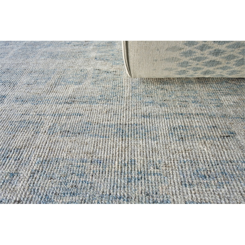Aldridge Hand-Knotted Wool/Bamboo Silk Light Blue/Ivory 8'x10' Area Rug