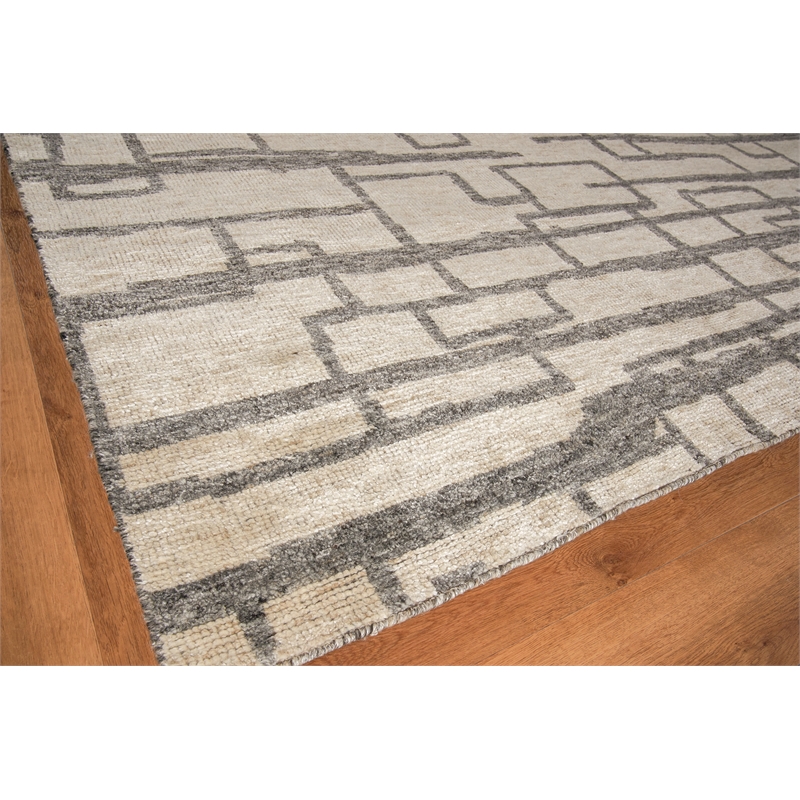 Aldridge Hand-Knotted Wool/Bamboo Silk Silver/Gray 9'x12' Area Rug
