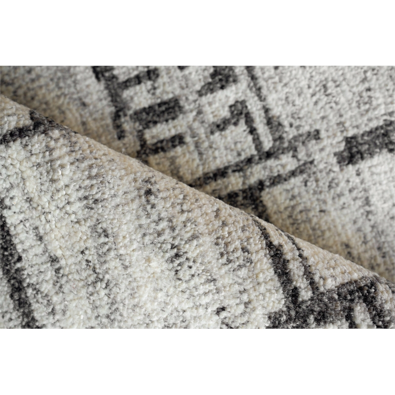 Aldridge Hand-Knotted Wool/Bamboo Silk Ivory/Charcoal 8'x10' Area Rug