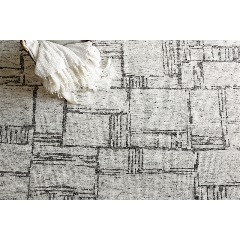 Aldridge Hand-Knotted Wool/Bamboo Silk Ivory/Charcoal 8'x10' Area Rug