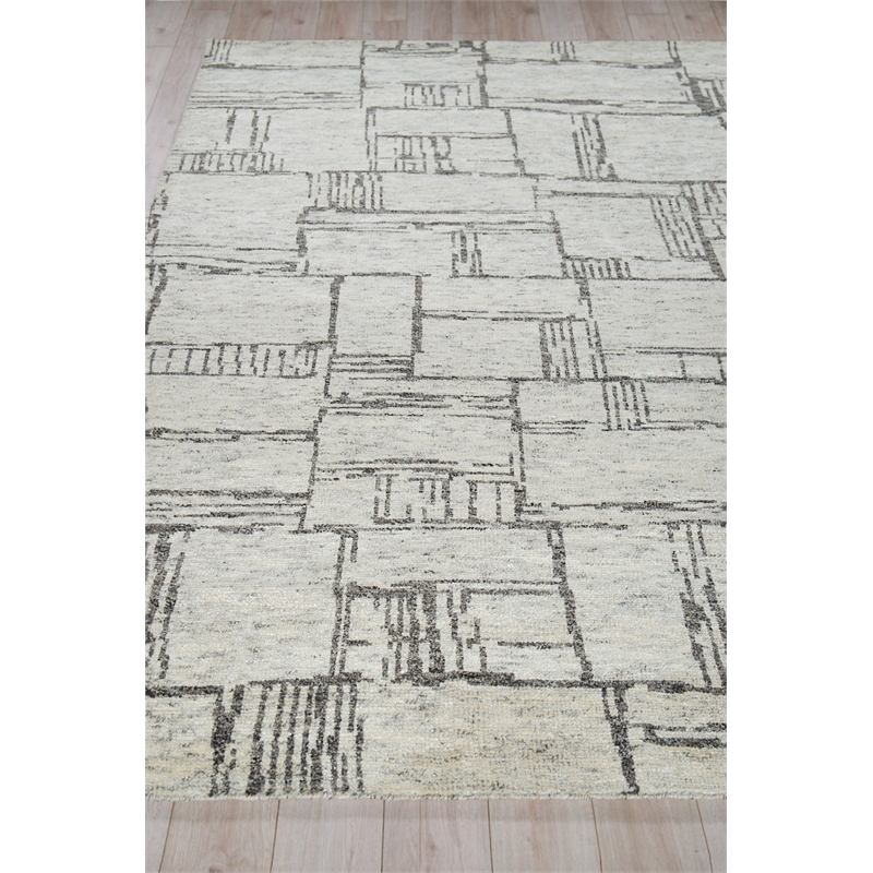 Aldridge Hand-Knotted Wool/Bamboo Silk Ivory/Charcoal 9'x12' Area Rug