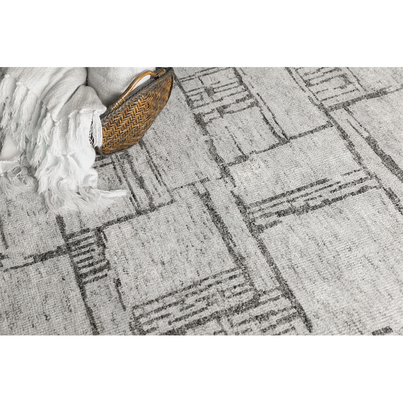 Aldridge Hand-Knotted Wool/Bamboo Silk Ivory/Charcoal 9'x12' Area Rug