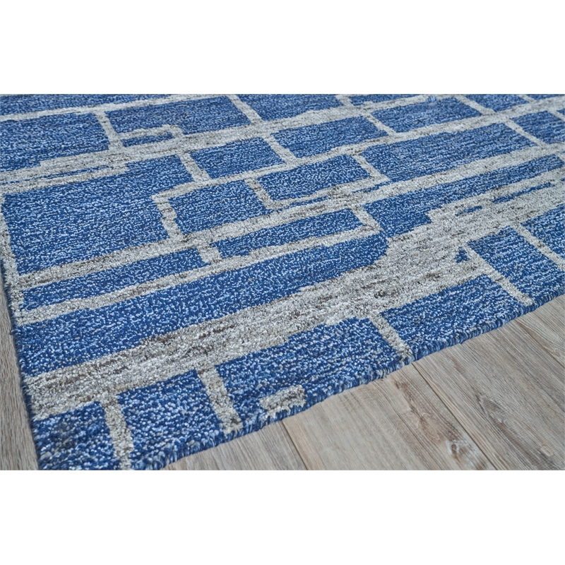 Aldridge Hand-Knotted Wool/Bamboo Silk Blue/Gray 8'x10' Area Rug