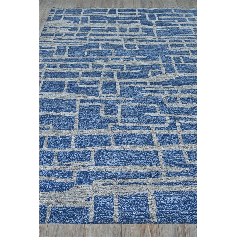 Aldridge Hand-Knotted Wool/Bamboo Silk Blue/Gray 8'x10' Area Rug