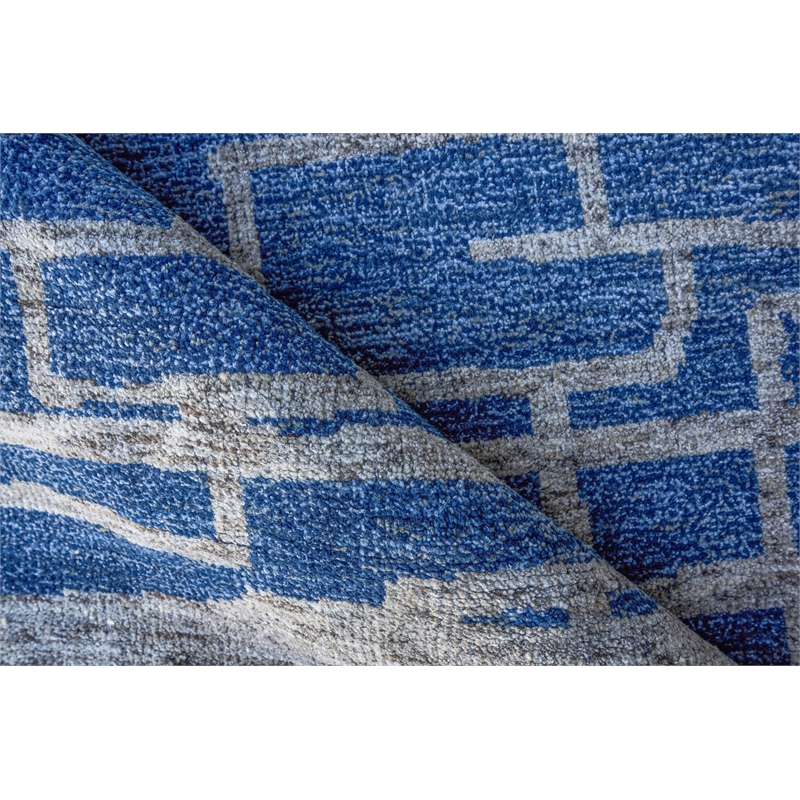 Aldridge Hand-Knotted Wool/Bamboo Silk Blue/Gray 8'x10' Area Rug
