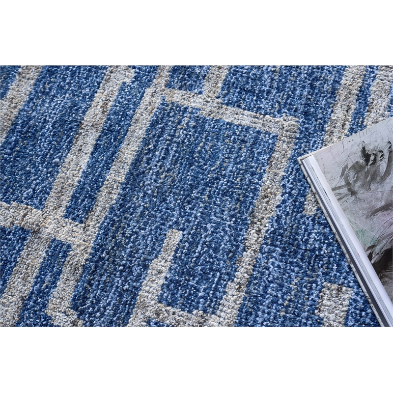 Aldridge Hand-Knotted Wool/Bamboo Silk Blue/Gray 8'x10' Area Rug
