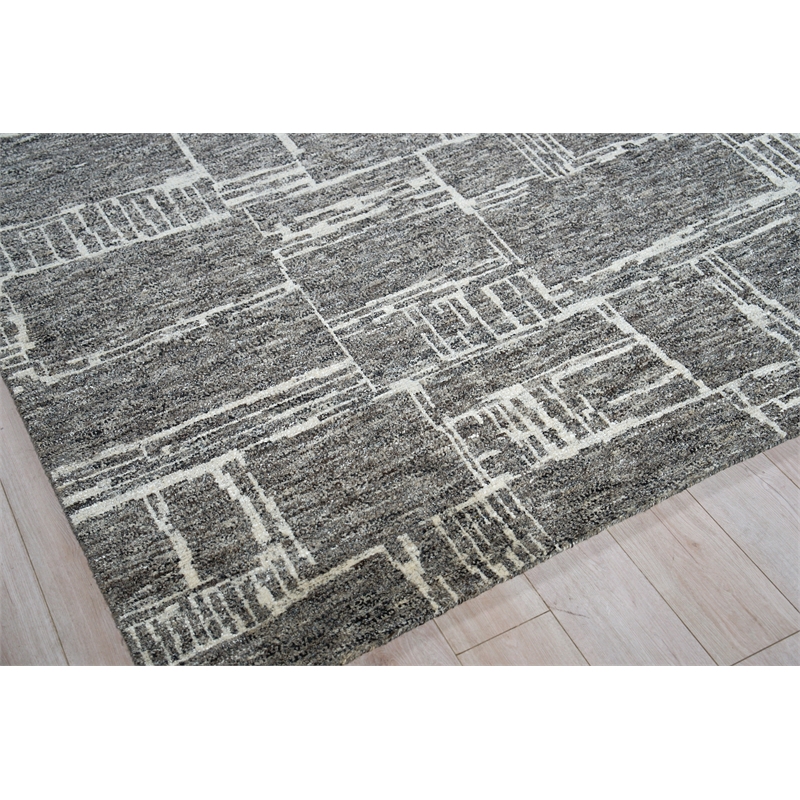 Aldridge Hand-Knotted Wool/Bamboo Silk Charcoal/Ivory 12'x15' Area Rug