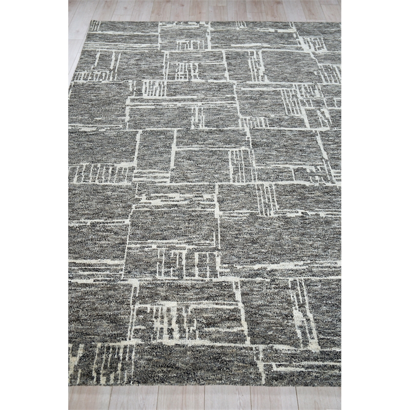 Aldridge Hand-Knotted Wool/Bamboo Silk Charcoal/Ivory 12'x15' Area Rug