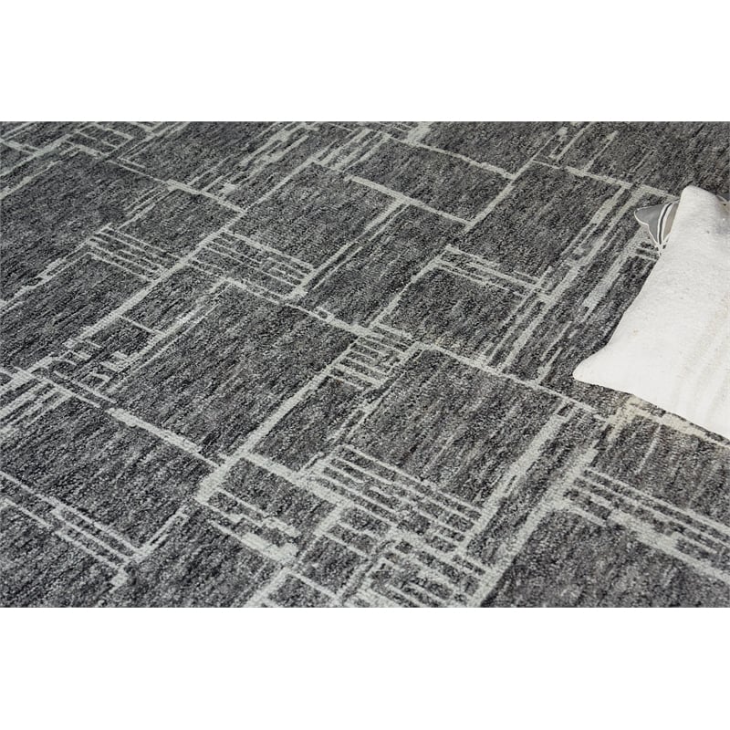 Aldridge Hand-Knotted Wool/Bamboo Silk Charcoal/Ivory 12'x15' Area Rug