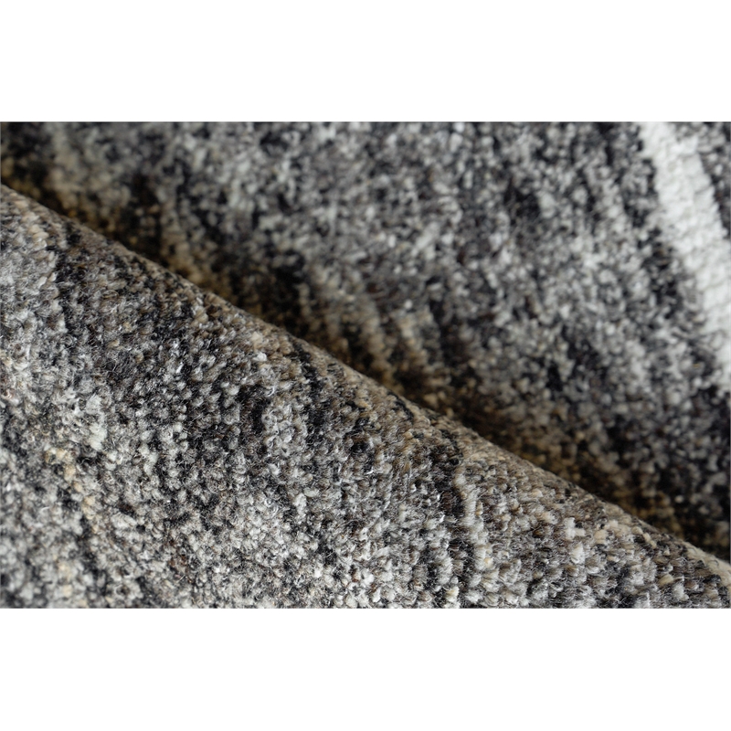 Aldridge Hand-Knotted Wool/Bamboo Silk Charcoal/Ivory 6'x9' Area Rug