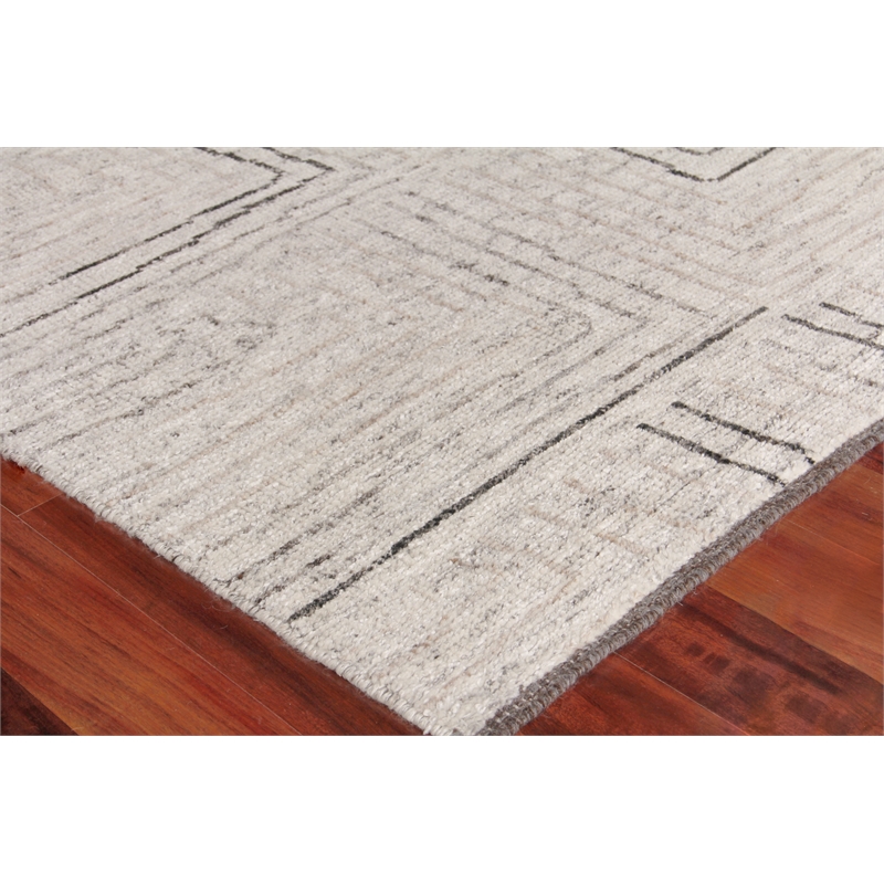 Aldridge Hand-Knotted Wool/Bamboo Silk Ivory/Gray/Beige 12'x15' Area Rug