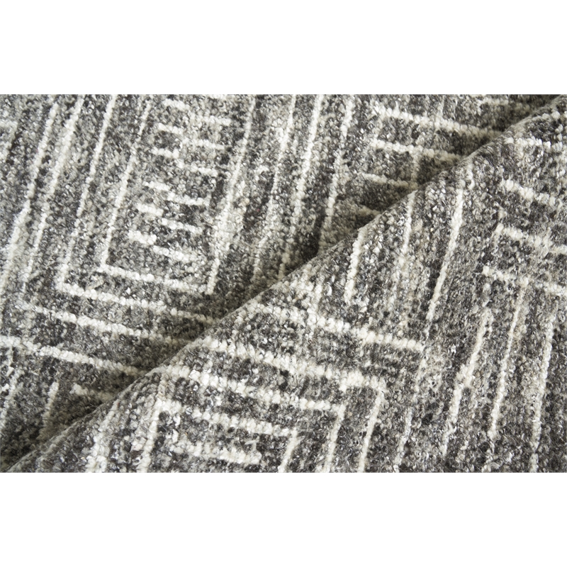 Aldridge Hand-Knotted Wool/Bamboo Silk Charcoal/Ivory 8'x10' Area Rug