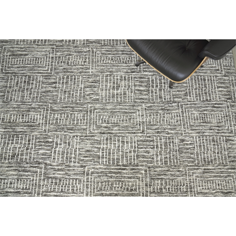 Aldridge Hand-Knotted Wool/Bamboo Silk Charcoal/Ivory 8'x10' Area Rug