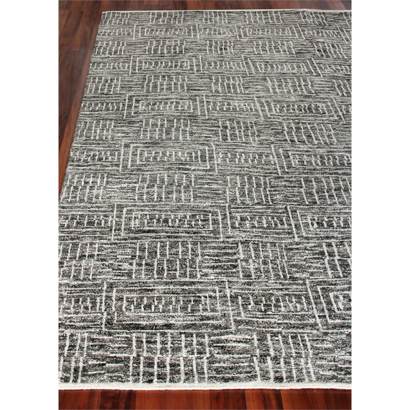 Aldridge Hand-Knotted Wool/Bamboo Silk Charcoal/Ivory 9'x12' Area Rug