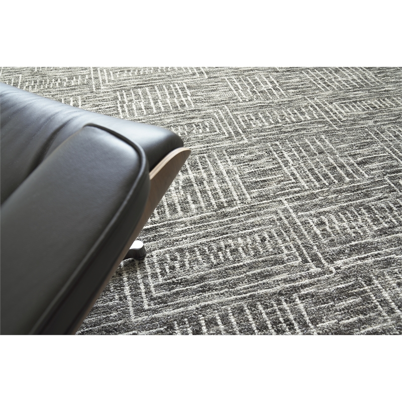 Aldridge Hand-Knotted Wool/Bamboo Silk Charcoal/Ivory 9'x12' Area Rug