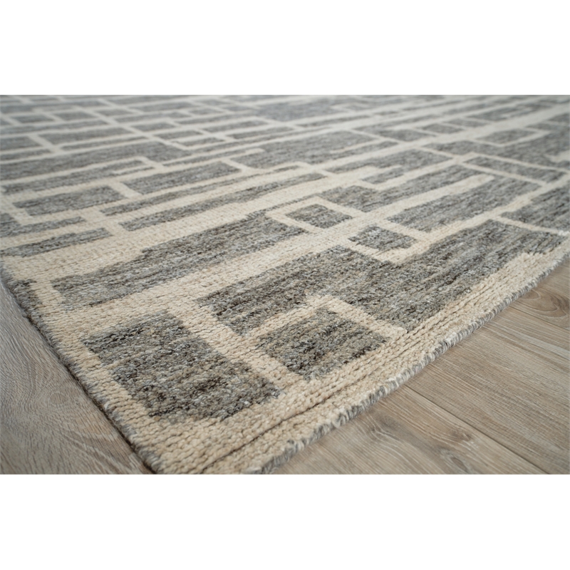 Aldridge Hand-Knotted Wool/Bamboo Silk Charcoal/Ivory 8'x10' Area Rug