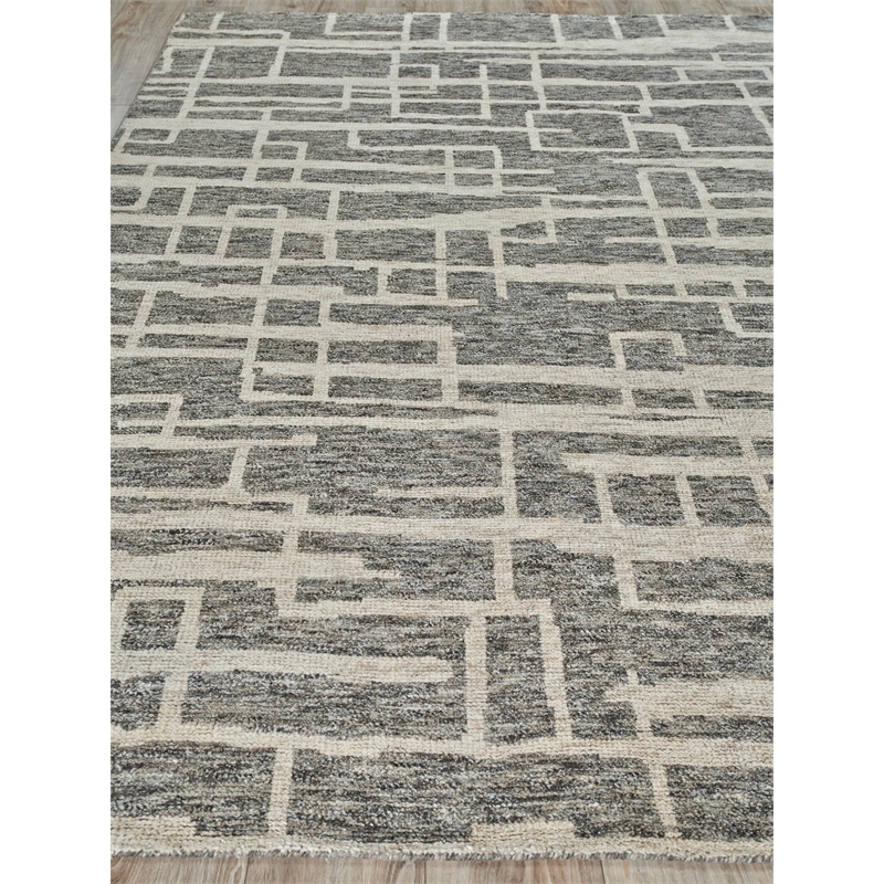 Aldridge Hand-Knotted Wool/Bamboo Silk Charcoal/Ivory 8'x10' Area Rug
