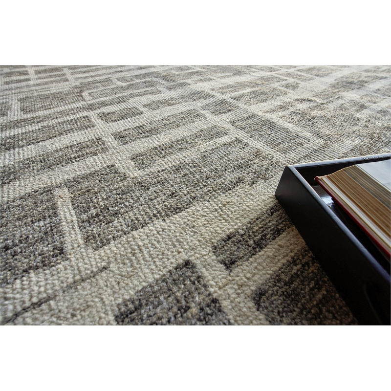 Aldridge Hand-Knotted Wool/Bamboo Silk Charcoal/Ivory 8'x10' Area Rug