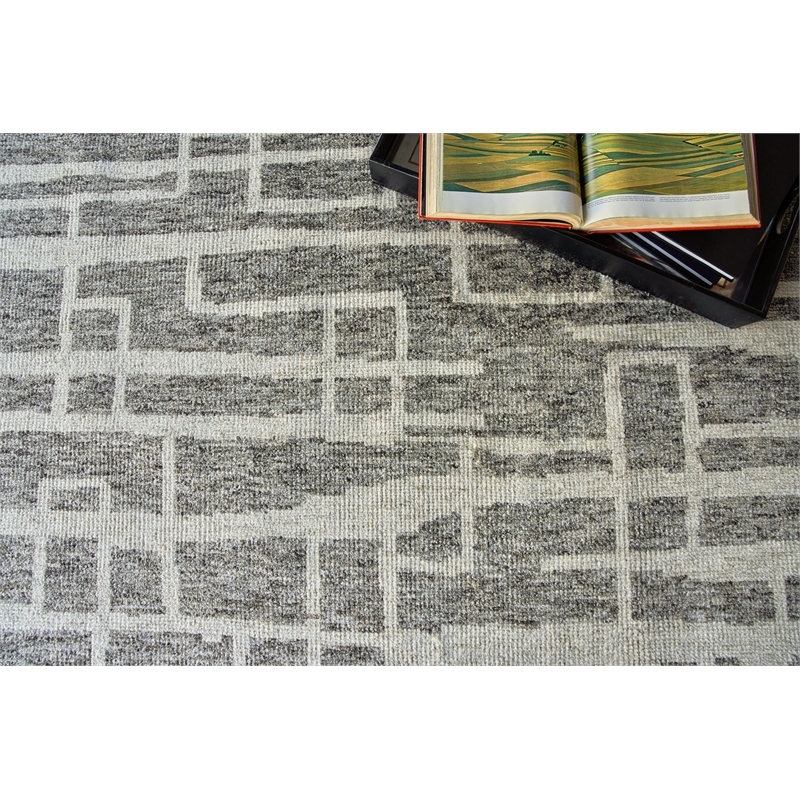 Aldridge Hand-Knotted Wool/Bamboo Silk Charcoal/Ivory 8'x10' Area Rug