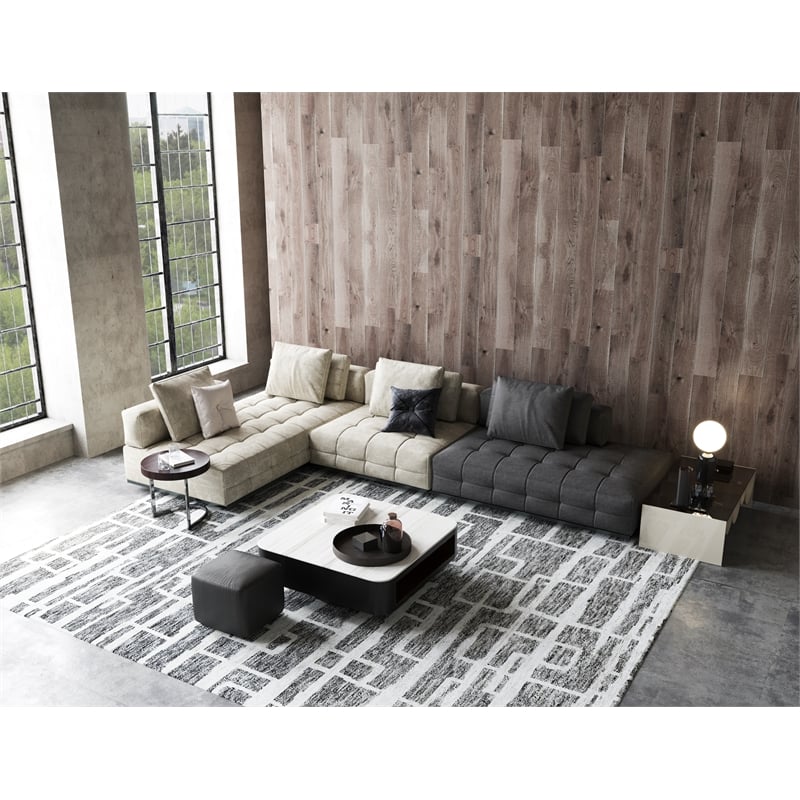 Aldridge Hand-Knotted Wool/Bamboo Silk Charcoal/Ivory 8'x10' Area Rug
