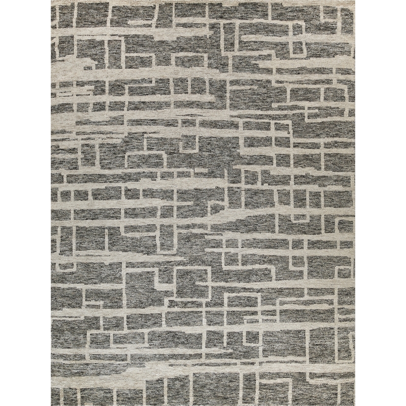 Aldridge Hand-Knotted Wool/Bamboo Silk Charcoal/Ivory 8'x10' Area Rug