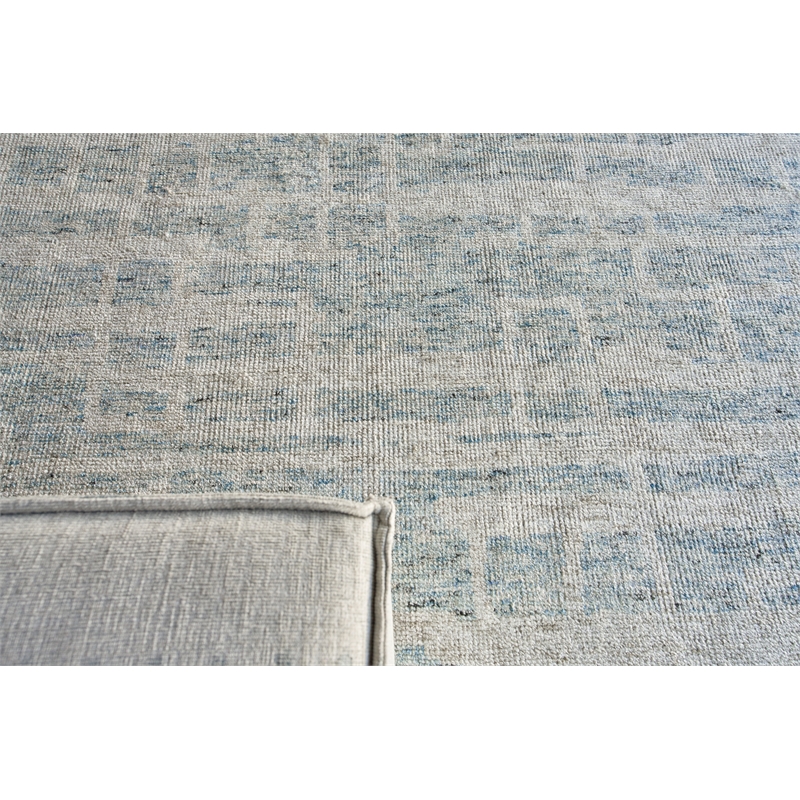 Aldridge Hand-Knotted Wool/Bamboo Silk Light Blue/Ivory 12'x15' Area Rug