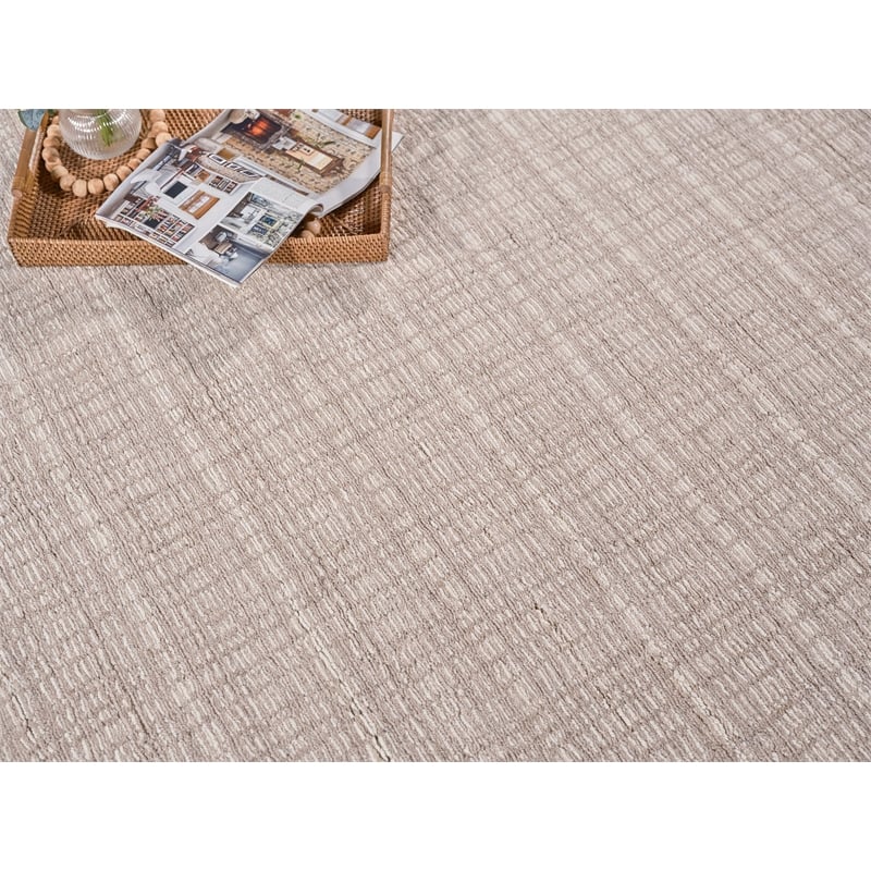 Alpine Handloomed New Zealand Wool Light Beige/Ivory 2'x3' Area Rug
