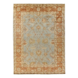 Antique Weave Oushak Hand-Knotted New Zealand Wool Marine/Brick 12'x15' Area Rug