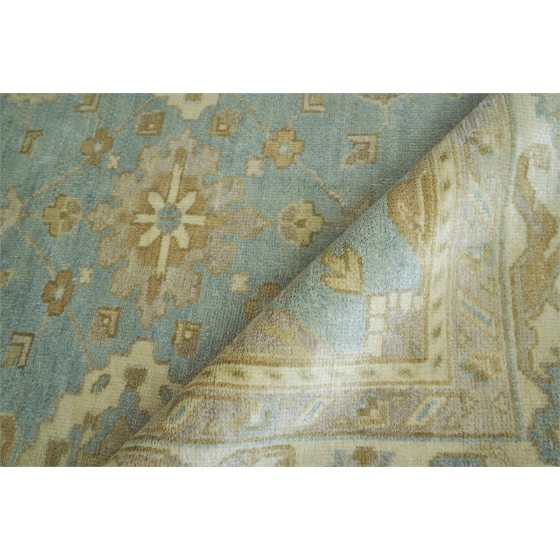 Antique Weave Oushak Hand-Knotted Wool Light Blue/Ivory 8'x10' Area Rug