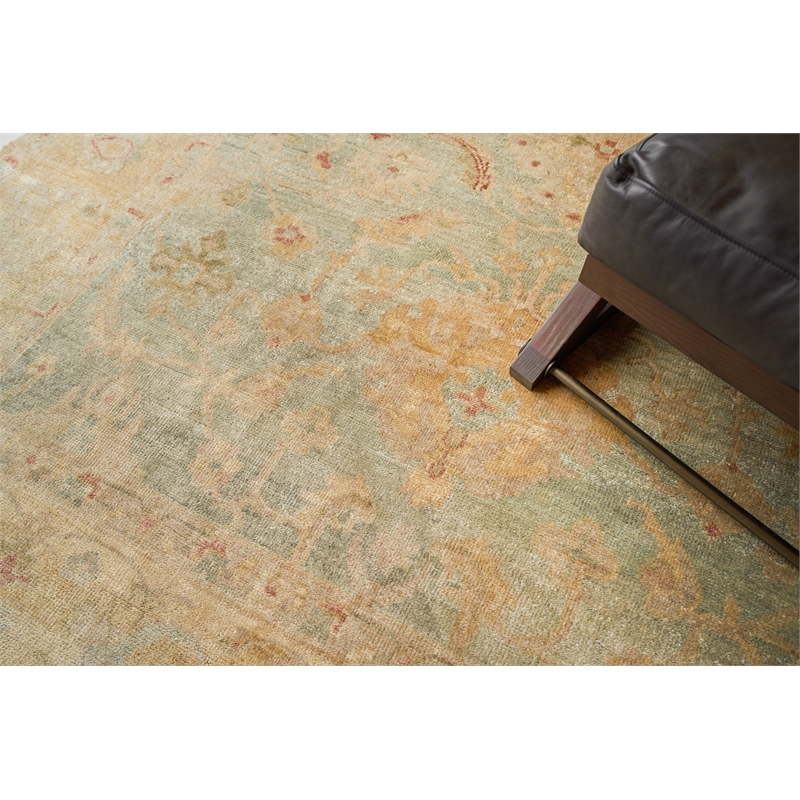 Antique Weave Oushak Hand-Knotted Wool Light Blue/Gold 14'x18' Area Rug