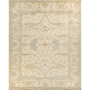 Antique Weave Oushak Hand-Knotted New Zealand Wool Ivory 9'x12' Area Rug
