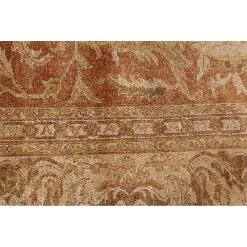 Antique Weave Oushak Hand-Knotted New Zealand Wool Rust/Ivory 10'x14' Area Rug