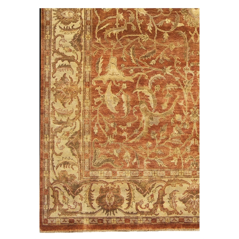 Antique Weave Oushak Hand-Knotted New Zealand Wool Rust/Ivory 10'x14' Area Rug