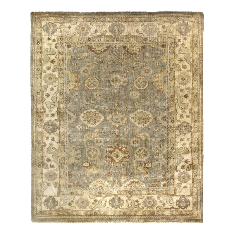 Antique Weave Oushak Hand-Knotted Wool Light Blue/Ivory 8'x10' Area Rug