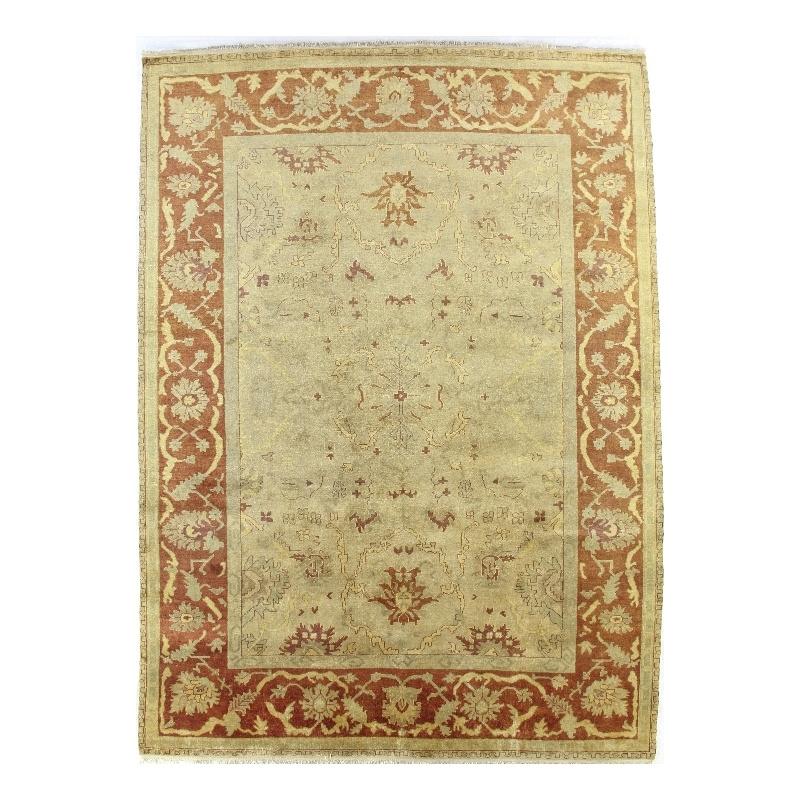Antique Weave Oushak Hand-Knotted New Zealand Wool Gold/Rust 14'x18'6