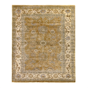 Antique Weave Oushak Hand-Knotted New Zealand Wool Gold/Ivory 9'x12' Area Rug