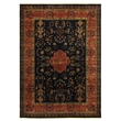 Antique Weave Sarouk Hand-Knotted New Zealand Wool Navy 8'x8' Round Area Rug
