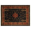 Antique Weave Sarouk Hand-Knotted New Zealand Wool Navy 8'x8' Round Area Rug