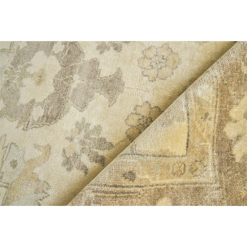 Antique Weave Oushak Hand-Knotted Wool Ivory/Gray/Beige 3'x9' Area Rug