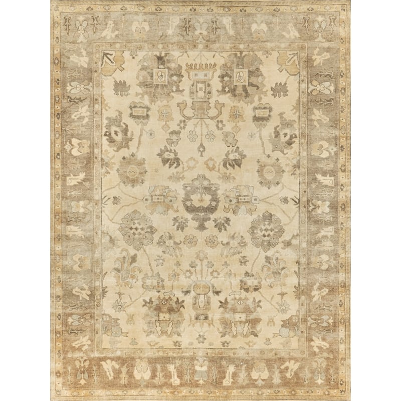 Antique Weave Oushak Hand-Knotted Wool Ivory/Gray/Beige 3'x9' Area Rug
