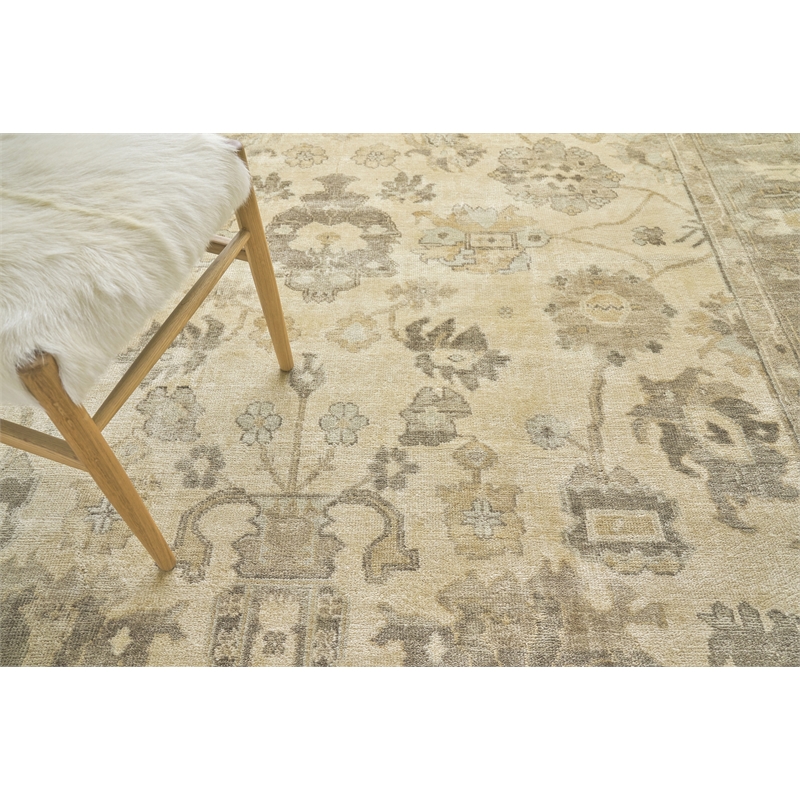 Antique Weave Oushak Hand-Knotted Wool Ivory/Gray/Beige 8'x10' Area Rug