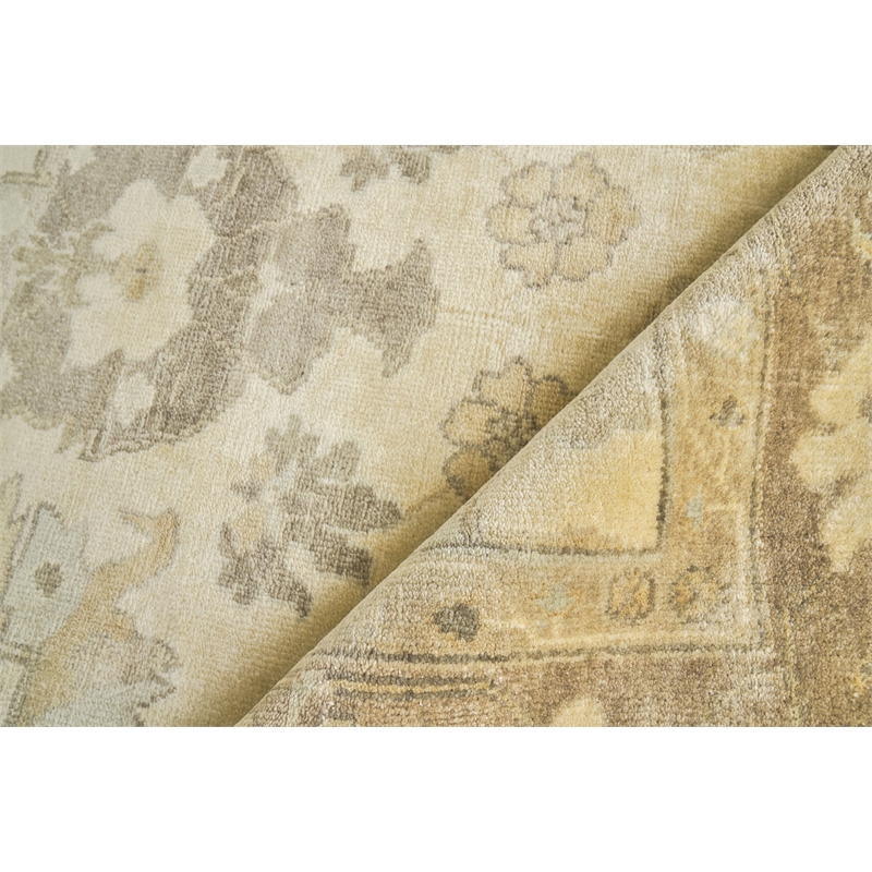 Antique Weave Oushak Hand-Knotted Wool Ivory/Gray/Beige 9'x12' Area Rug