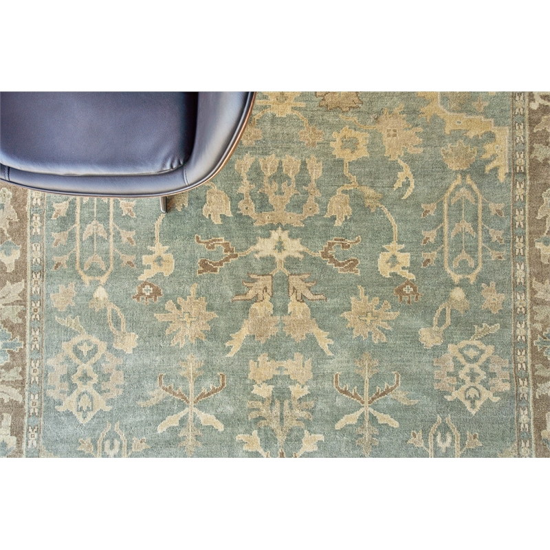 Antique Weave Oushak Hand-Knotted Wool Gray/Light Brown 12'x15' Area Rug