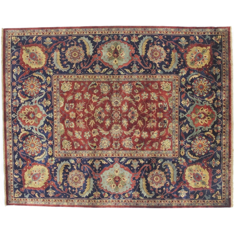 Antique Weave Hand-Knotted New Zealand Wool Red 8'x10' Area Rug