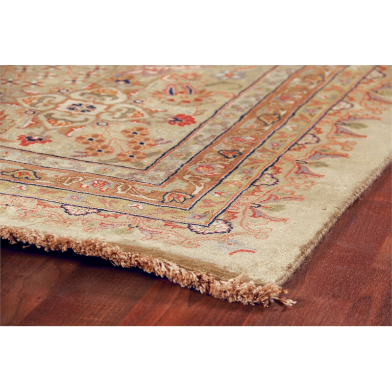 Antique Weave Hand-Knotted New Zealand Wool Cream/Gold 14'x18' Area Rug