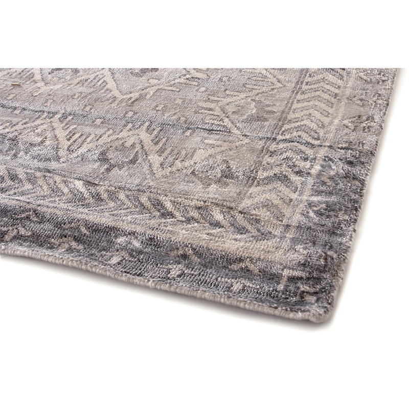 Antique Weave Bamboo Hand-Knotted Bamboo Silk Ivory/Silver 6'x9' Area Rug